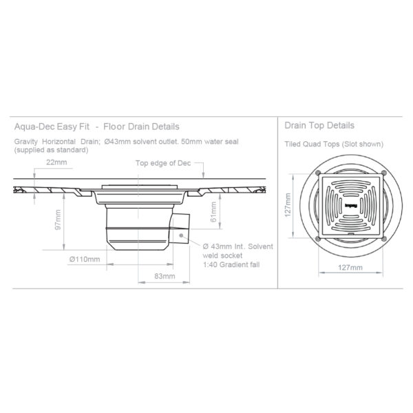 Impey Aqua Dec EasyFit Shower Tray - Drain Details