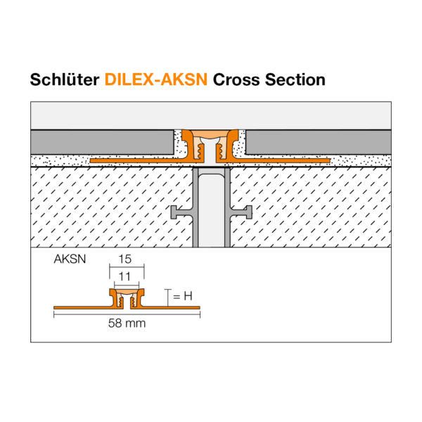 Schluter DILEX AKSN Aluminium Movement Joint - Cross Section