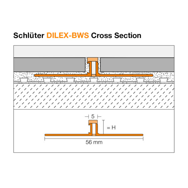 Schluter DILEX BWS Expansion Joint - Cross Section