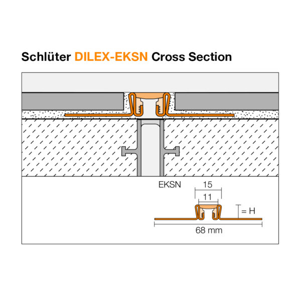 Schluter DILEX EKSN Stainless Steel Movement Joint - Cross Section