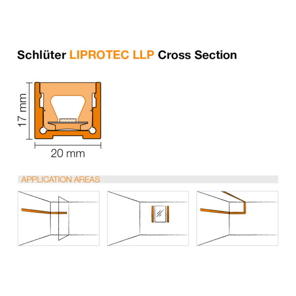 Schluter LIPROTEC LLP LED Tile Trim - Cross Section