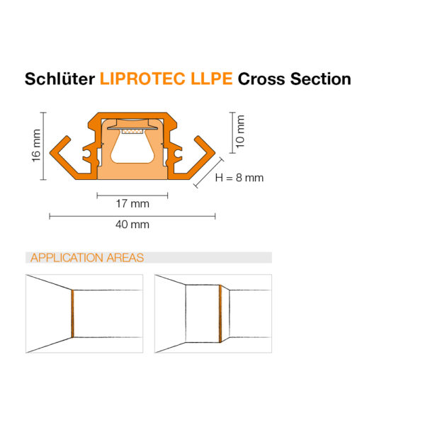 Schluter LIPROTEC LLPE LED Tile Trim - Cross Section