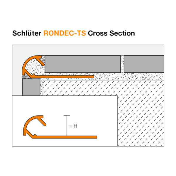 Schluter RONDEC TS Trendline Aluminium Tile Trim - Cross Section
