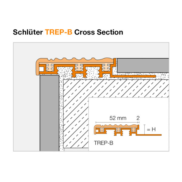 Schluter TREP B Stair Nosing Profile - Cross Section