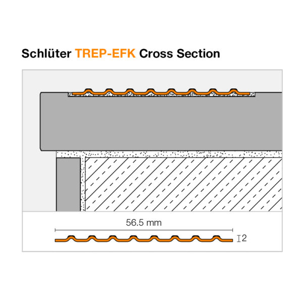 Schluter TREP EFK Stair Nosing Profile - Cross Section