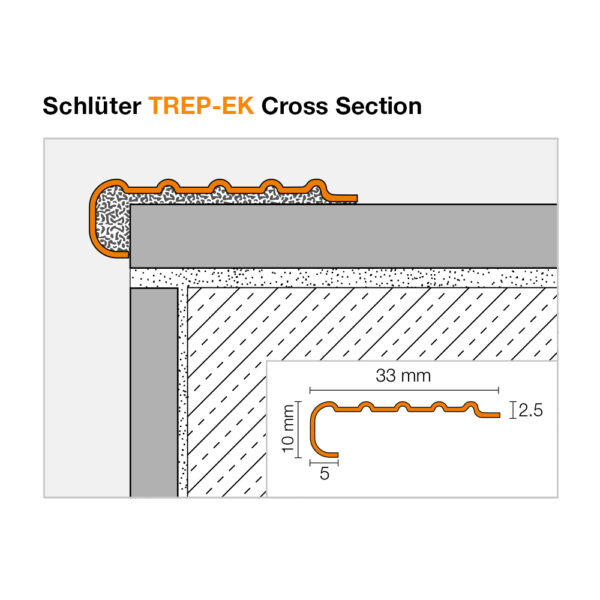 Schluter TREP EK Stair Nosing Profile - Cross Section