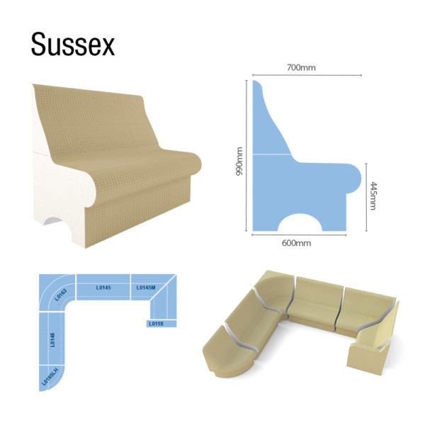 Steam Room Tileable Seating Profile - Sussex