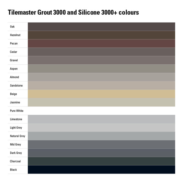Tilemaster Grout 3000 Tile Grout Colour Chart